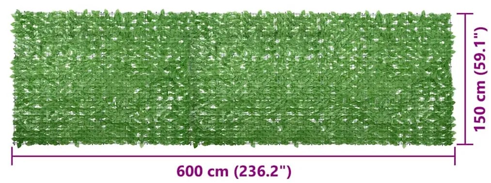 Tela de varanda com folhas verdes 600x150 cm