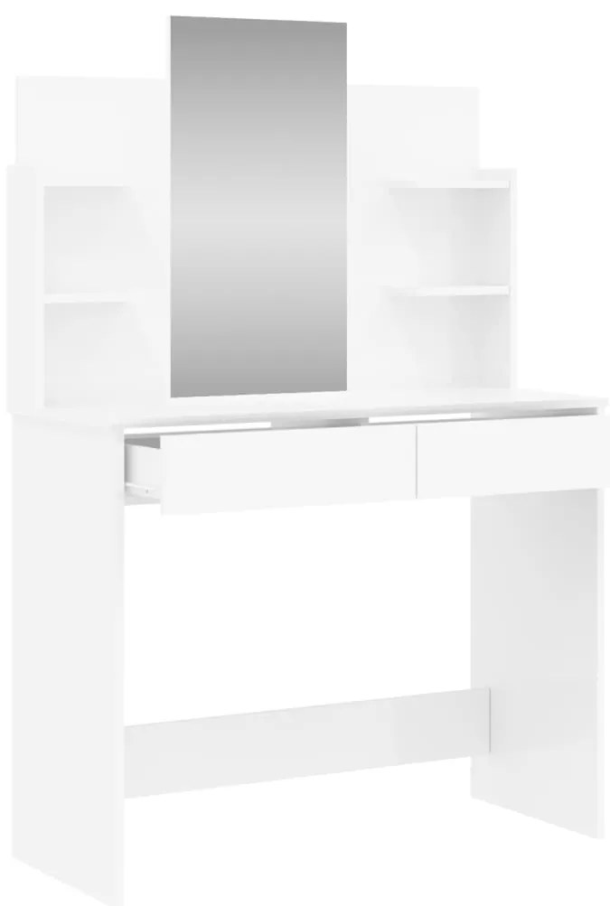 Toucador com espelho 96x39x142 cm branco brilhante