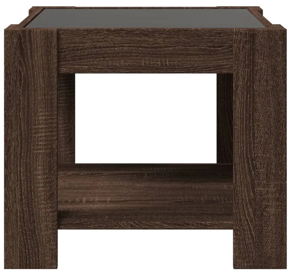 Mesa de centro c/ LEDs 53x53x45 cm derivados de madeira