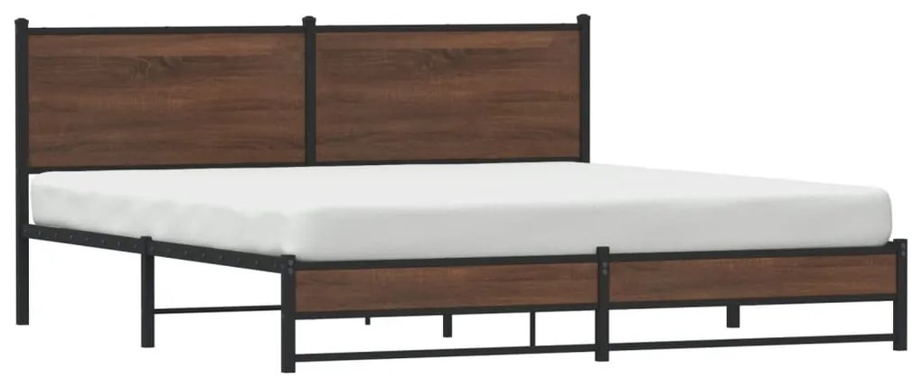 Estrutura cama sem colchão 183x213 cm metal carvalho castanho