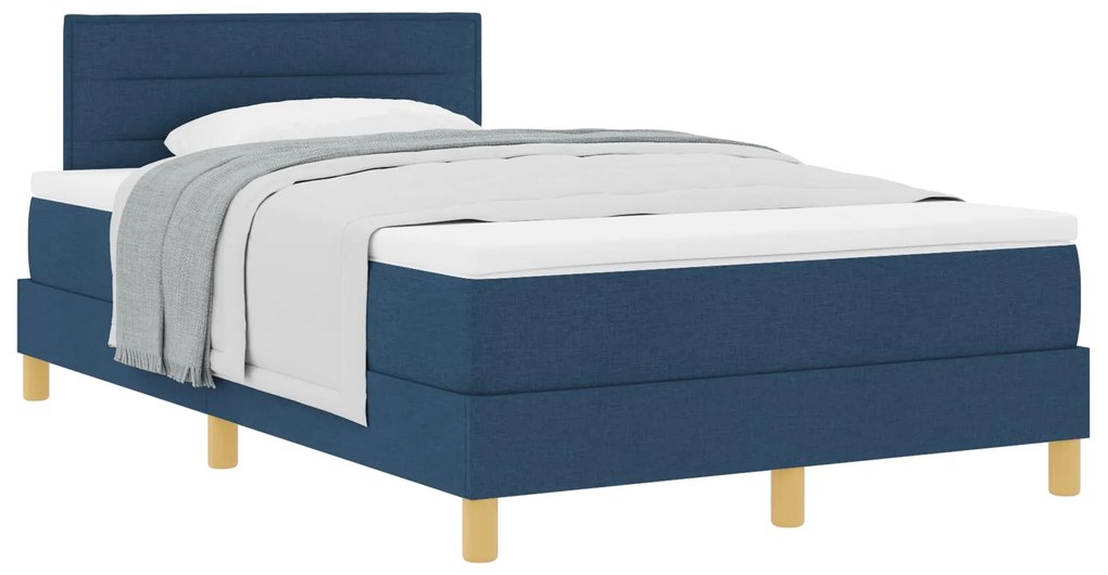 Cama Box Spring com Colchão Azul 120x200 cm Tecido