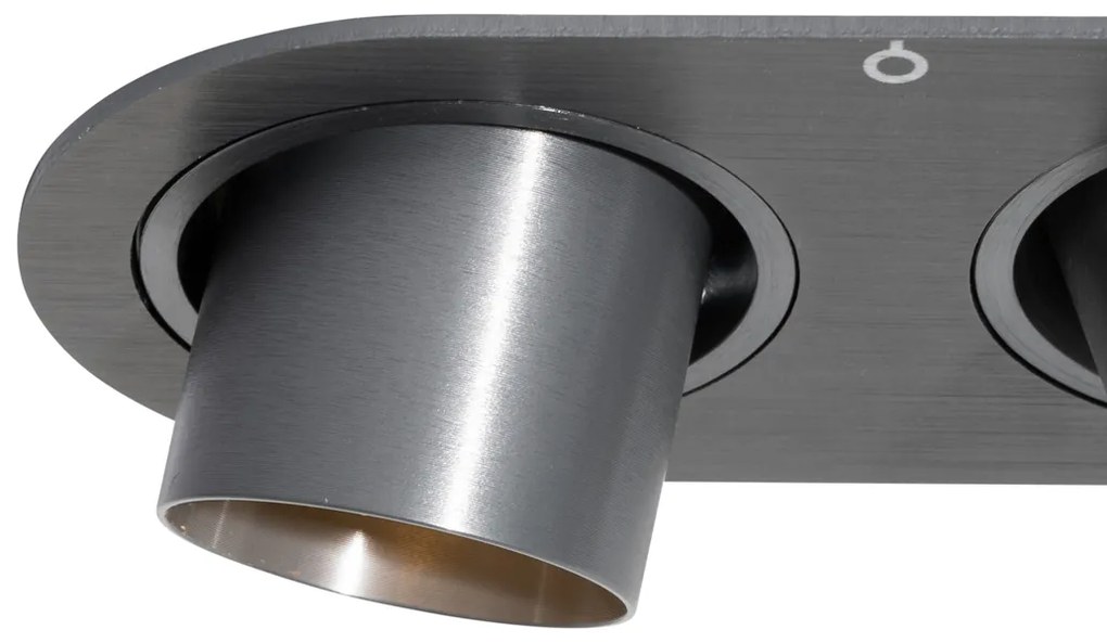 Set van 6 inbouwspots gunmetal GU10 35mm kantelbaar 2-lichts - Installa Moderno