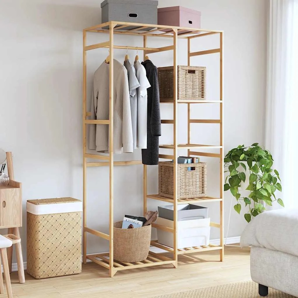 Roupeiro com prateleiras 100x50x184,5 cm bambu