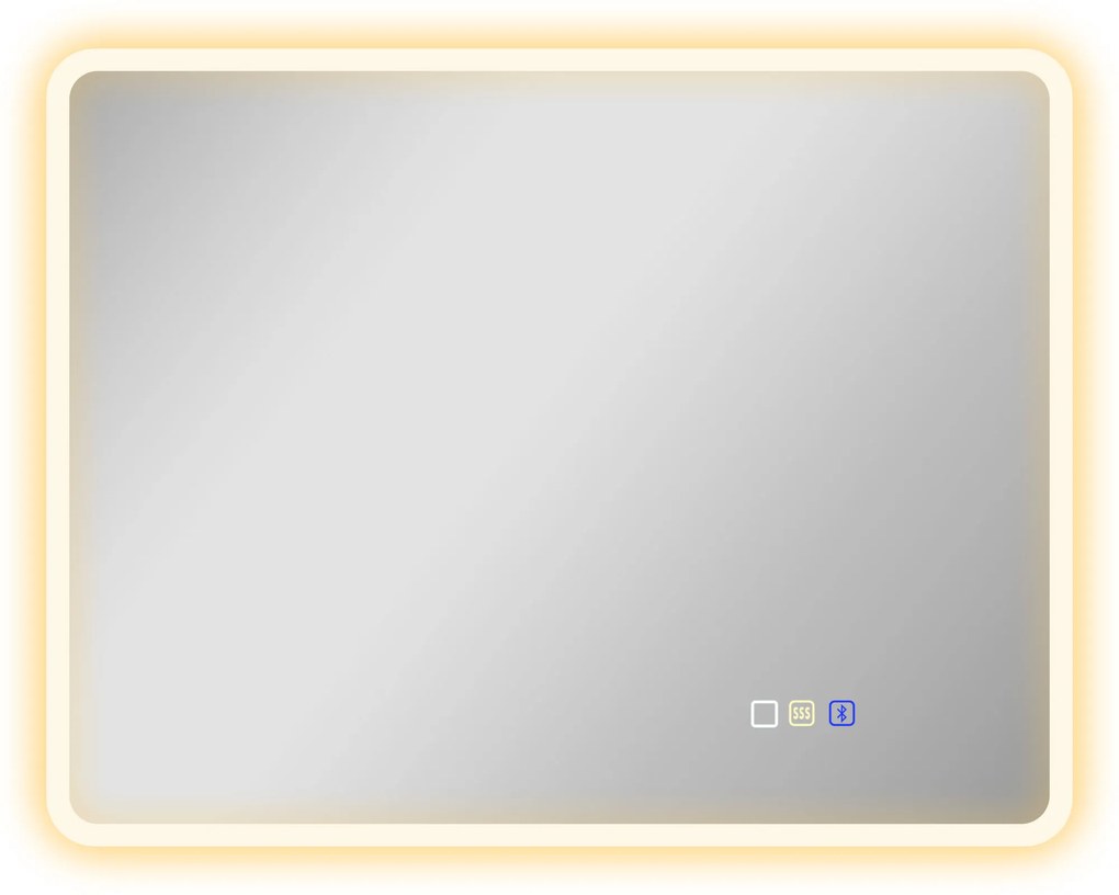 HOMCOM Espelho com LED Bluetooth Casa de Banho 70x90 cm Interruptor Tátil Luz Ajustável 3 Cores Anti Embaciamento Memória Prateado | Aosom Portugal