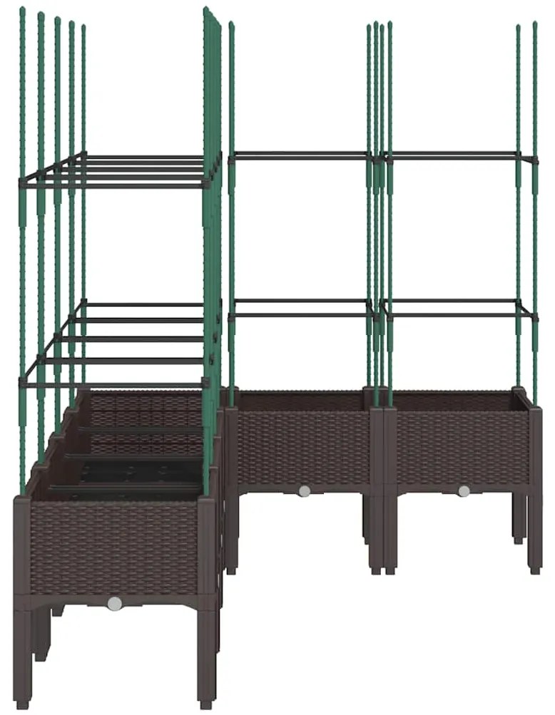 Vaso/floreira de jardim c/ treliça 160x120x142,5 cm PP castanho