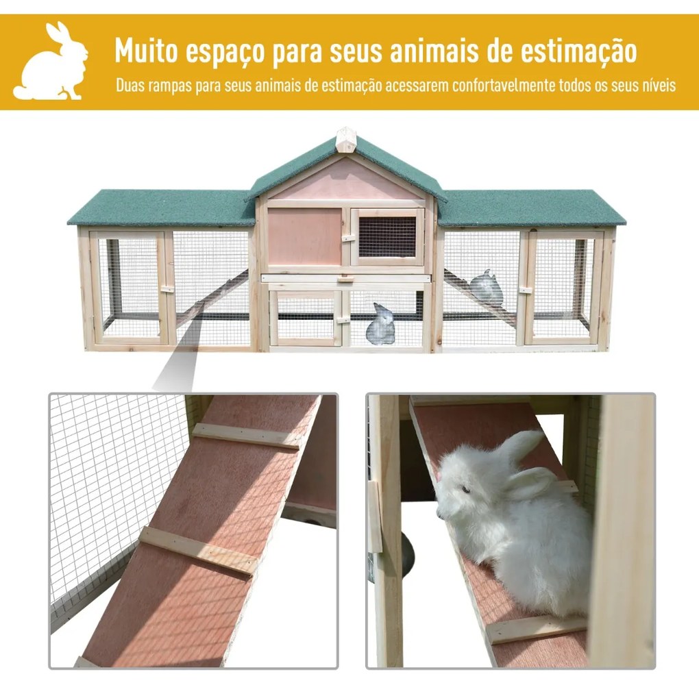 Gaiola ao exterior grande casa para pequenhos animais gaiola Coelhos 210x45.5x84.5 cm