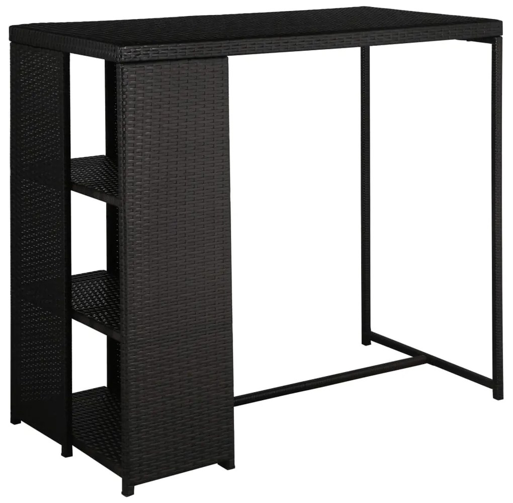 5 pcs conjunto de bar p/ jardim c/ almofadões vime PE preto