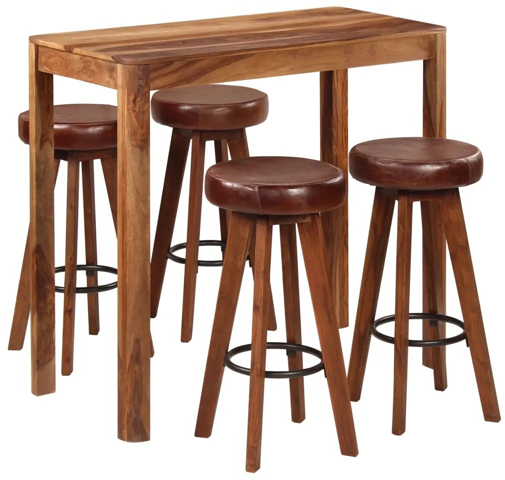 Conjunto de bar 5 pcs 115x56x107 cm madeira maciça