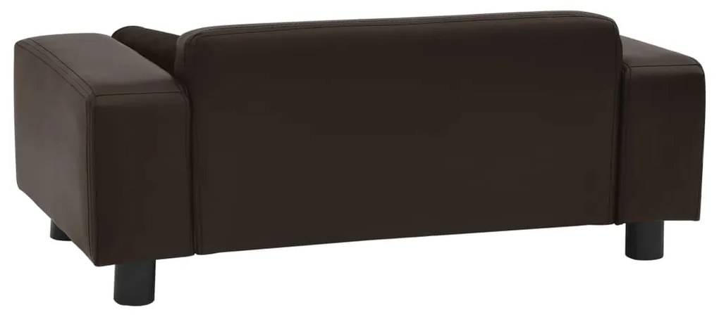 Sofá para cães 81x43x31 cm pelúcia e couro artificial castanho