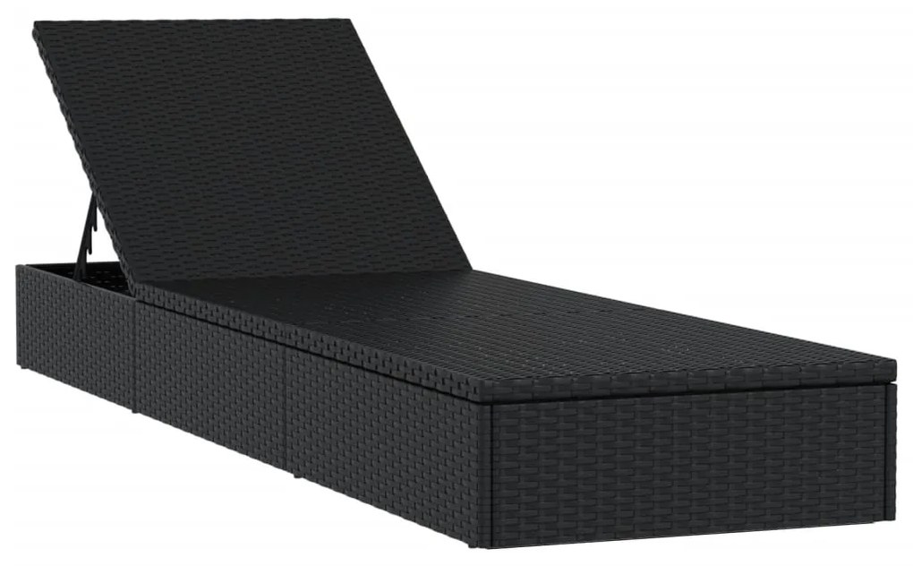 Espreguiçadeira com almofadão preto 201x55x62 cm vime PE