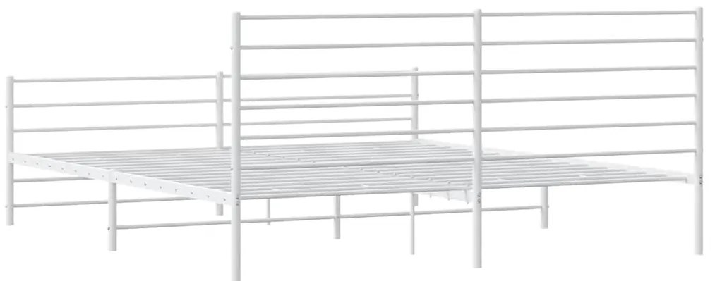 Estrutura de cama com cabeceira e pés 193x203 cm metal branco