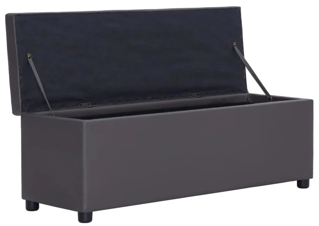 Banco c/ compartim. arrumação 116 cm couro artificial cinzento