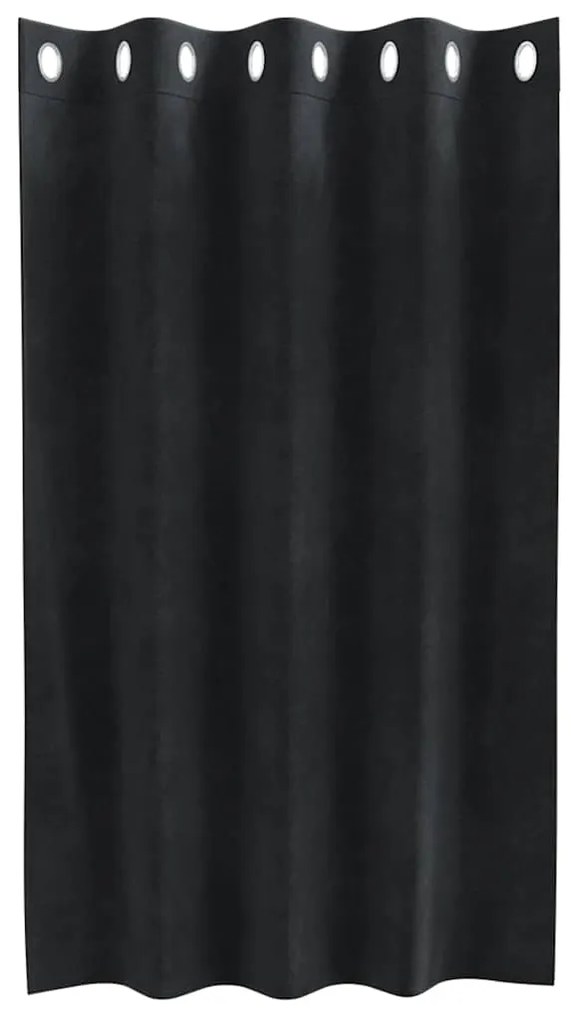 Cortinas Blackout com Ilhós 2 pcs Veludo Preto