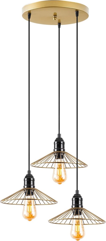 Candeeiro de Teto Kila – Dourado Brilhante – 53 x 53 x 114 cm