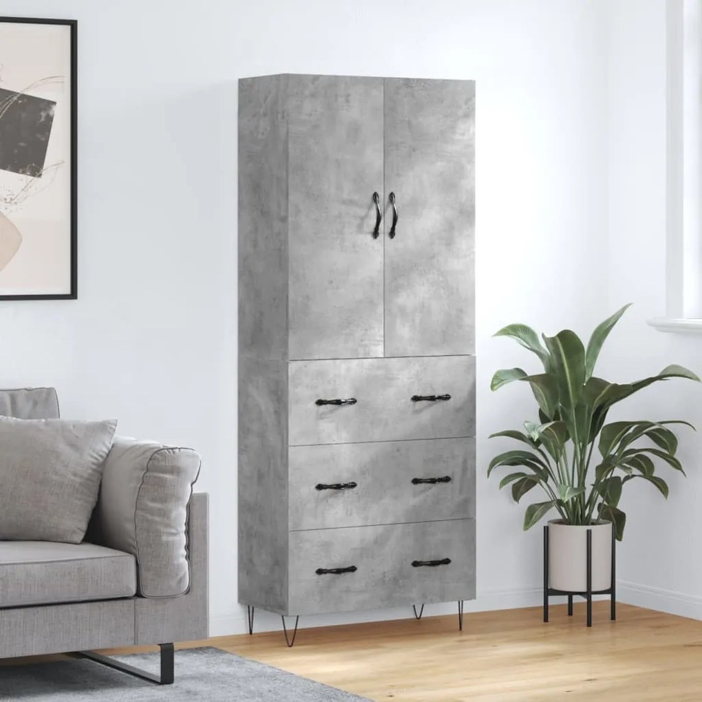 Armário alto 69,5x34x180 cm derivados de madeira cinza cimento