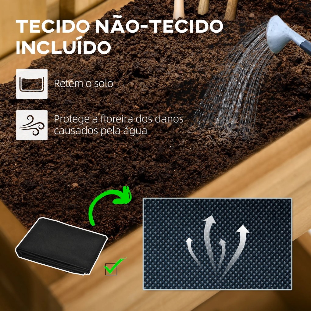 Outsunny Floreira de Parede com Treliça Floreira Vertical de Madeira com 4 Vasos Móveis e Orifício de Drenagem para Jardim Varanda Pátio 60x16x80 cm Madeira