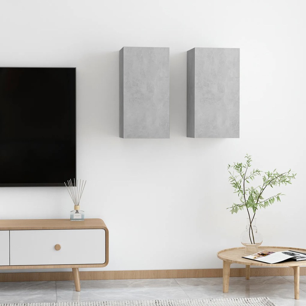 vidaXL Móveis de TV 2 pcs derivados de madeira cinzento cimento
