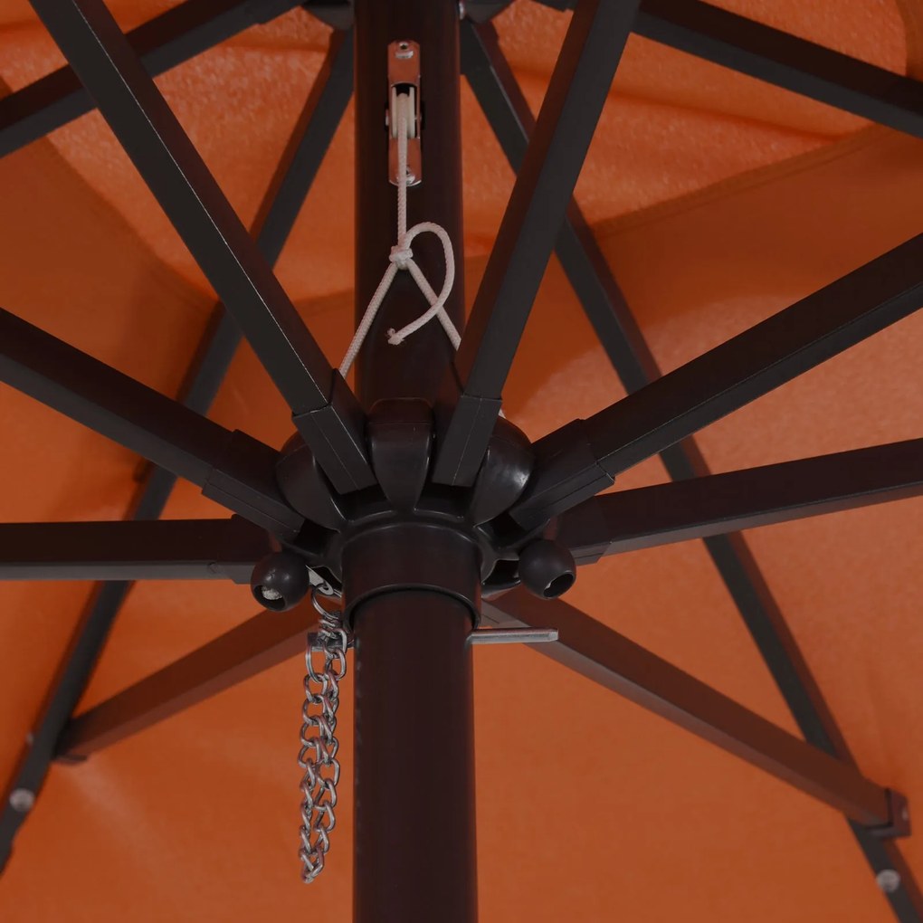 Parasol de Jardim Quadrado vidaXL com Luzes LED 295x245 cm Terracota