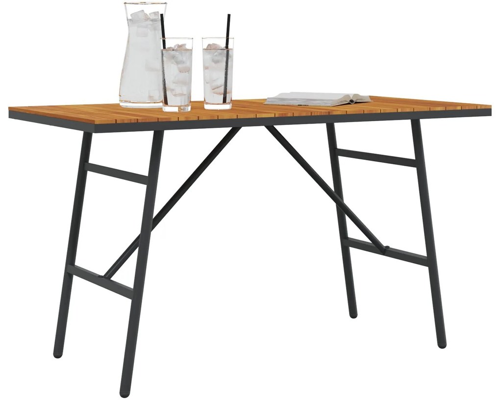 Mesa de Jantar - Preto, 110x55x62 cm, Feita de Madeira de Acácia Sólid