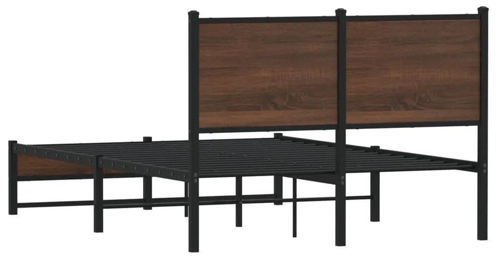 Estrutura de cama sem colchão 120x190cm metal carvalho castanho