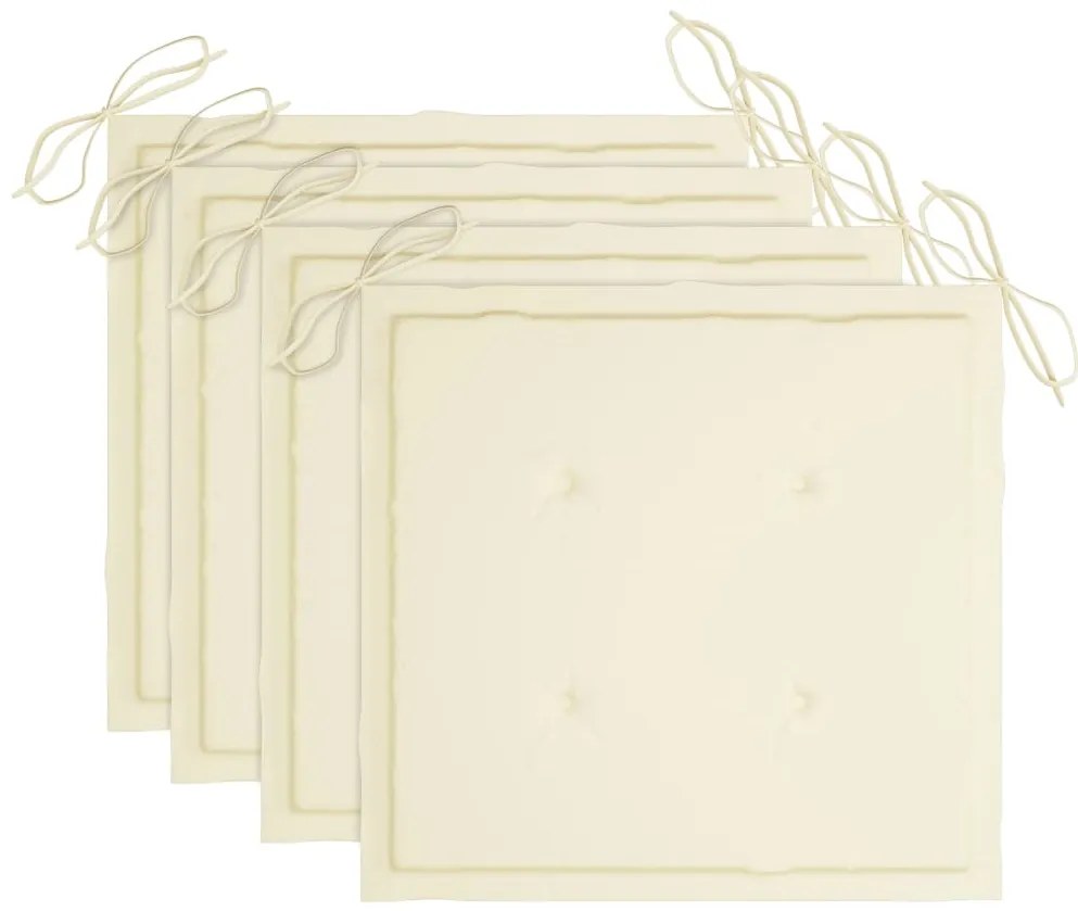 Cadeiras de jardim empiháveis c/ almofadões 4 pcs teca maciça