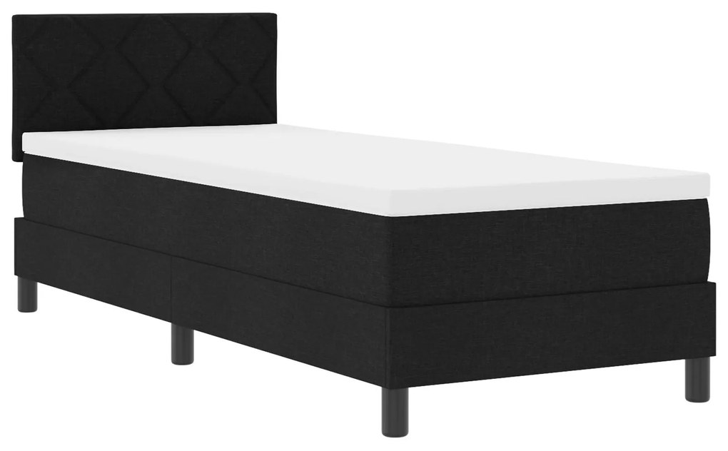 Cama Box Spring com Colchão Preta 80x200 cm Tecido