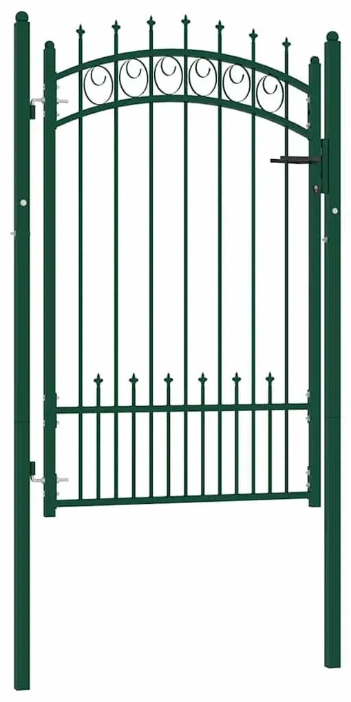 vidaXL Portão para cerca com espetos 100x150 cm aço verde