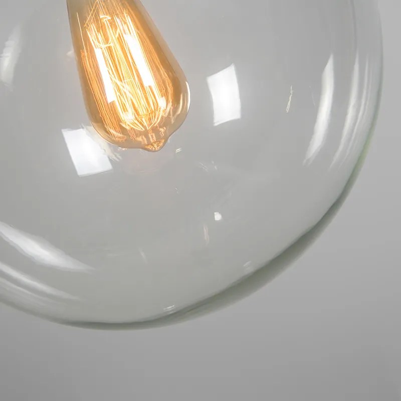 Candeeiro de suspensão Art Déco de cobre com vidro transparente 30 cm - Bola 30 Design,Moderno