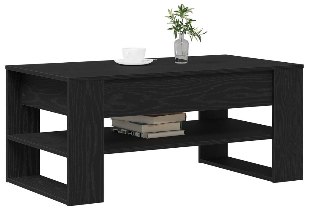 Mesa de Centro vidaXL Carvalho Preto 102x55x45 cm em Madeira Engenheir