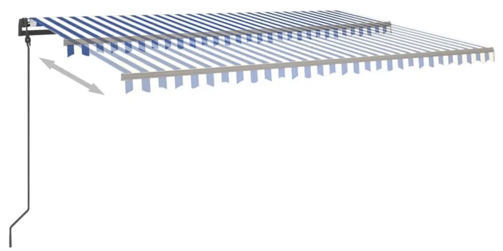 Toldo retrátil manual com LED 6x3 m azul e branco