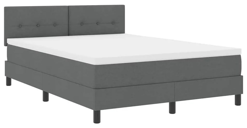 Cama Box Spring com Colchão e LED Cinza Escuro 140x200 cm de Tecido