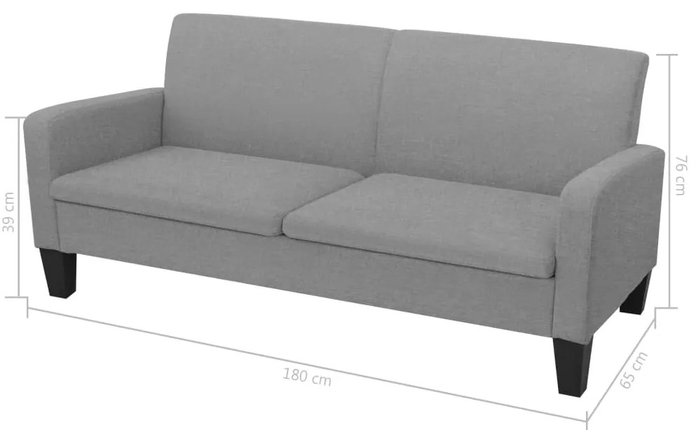 2 pcs conjunto de sofás tecido cinzento-claro