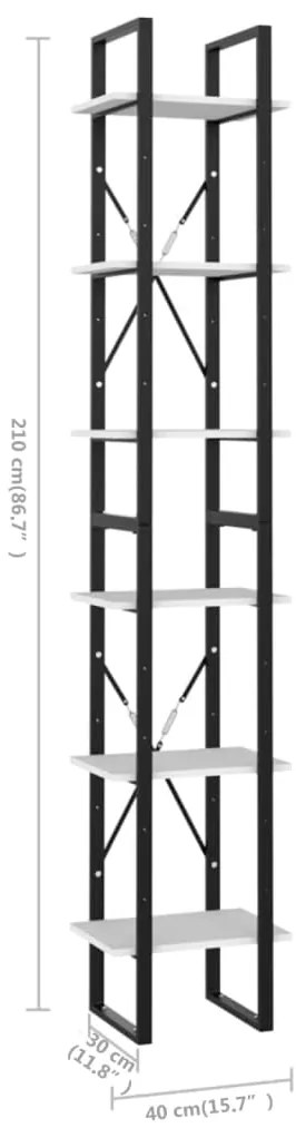 Estante c/ 6 prateleiras 40x30x210 cm derivados madeira branco