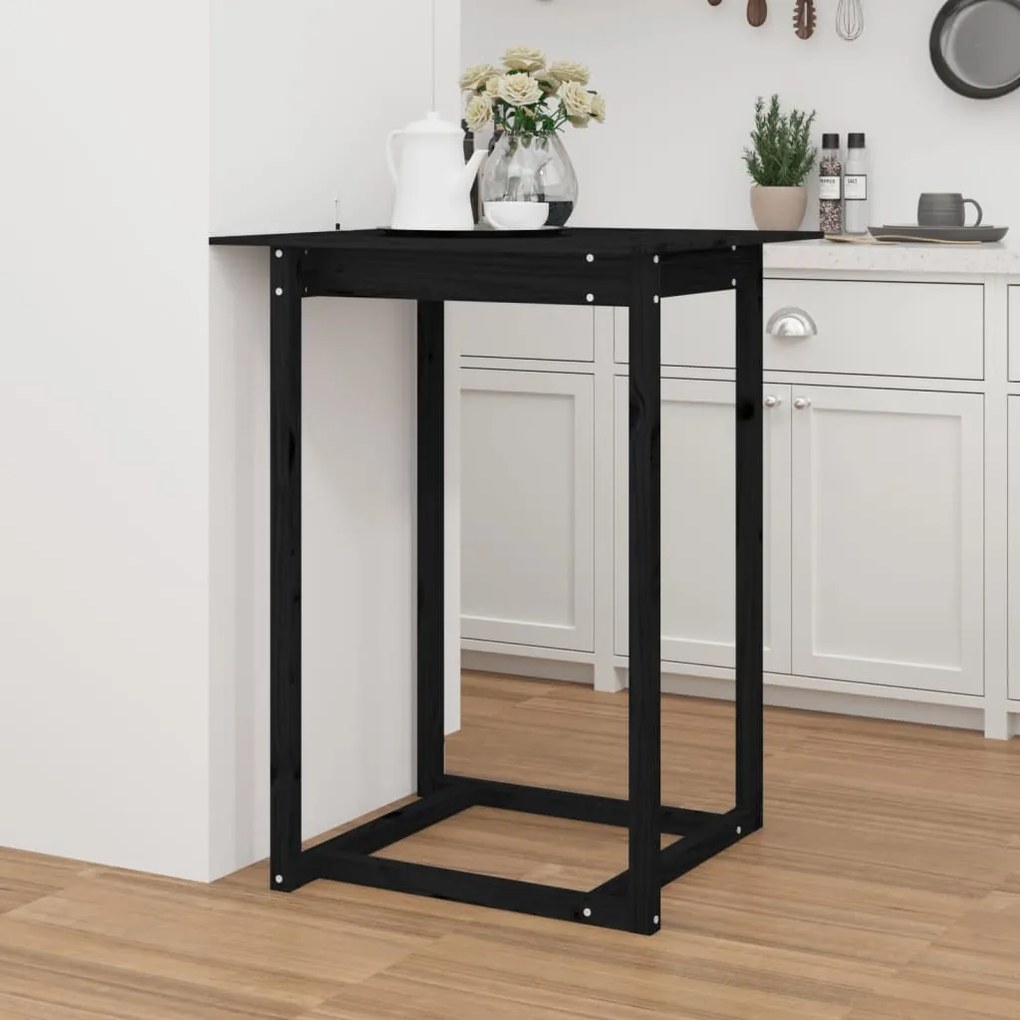 vidaXL Mesa de bar 80x80x110 cm pinho maciço preto