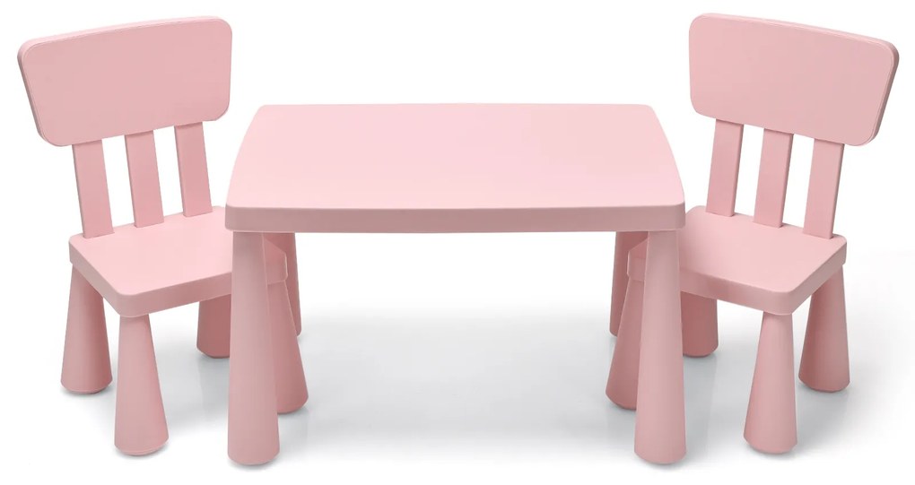 Conjunto com Mesa e 2 Cadeiras para Crianças Comer Desenho Escrita e Artesanato 76,5 x 54,5 x 49,5 cm Rosa