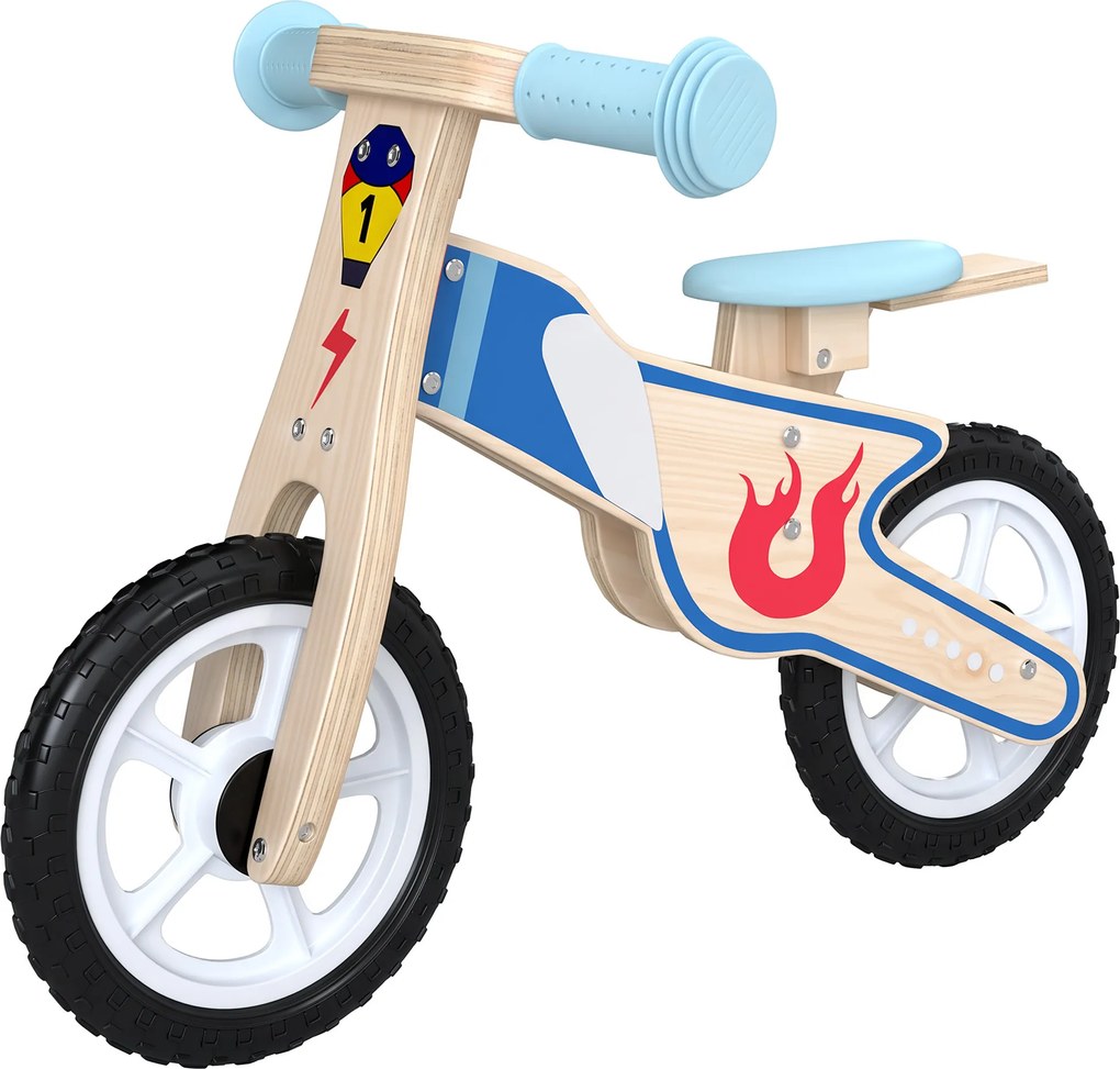 Bicicleta de Equilíbrio Infantil, 77 x 37 x 51 cm, Selim Ajustável, Madeira Natural