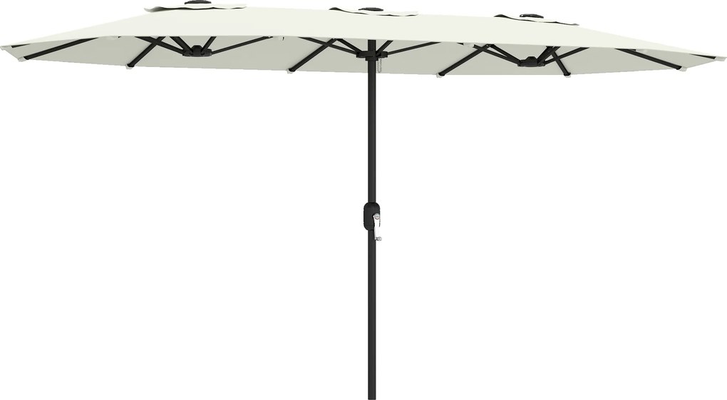 Outsunny Guarda-Sol Duplo de Jardim 4,6x2,6 m com Manivela Manual Proteção UV50+ Capa Resistente à Água Creme | Aosom Portugal
