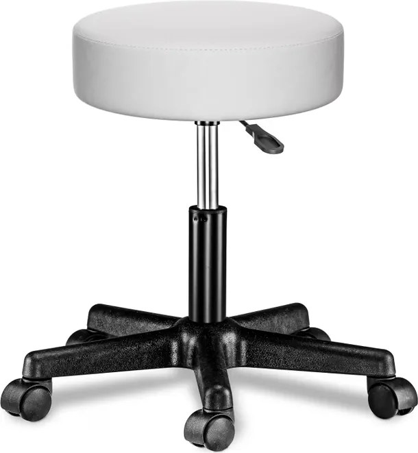 Banco giratório 360° em pele sintética 48 x 48 x 46-60 cm Branco
