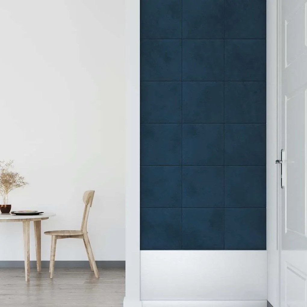 Painel de parede 12 pcs 30x30 cm veludo 1,08 m² azul