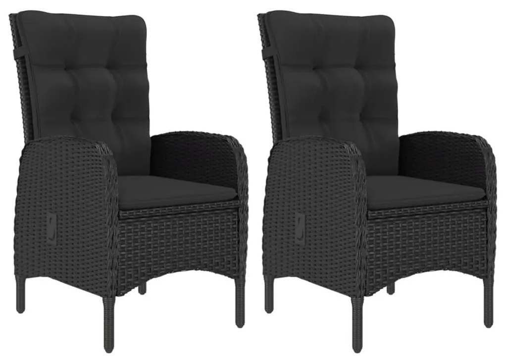 3 pcs conjunto de jantar jardim vime PE e acácia maciça preto