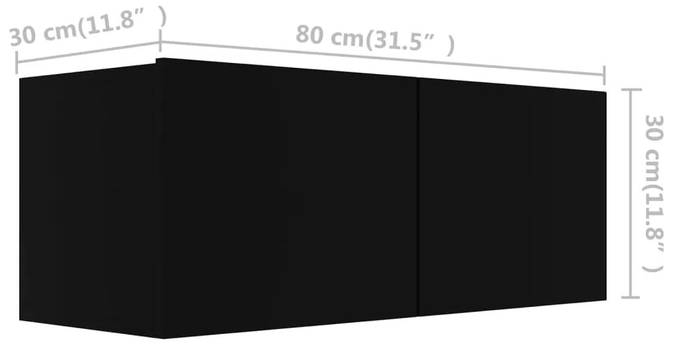 3 pcs conjunto de móveis de TV derivados de madeira preto
