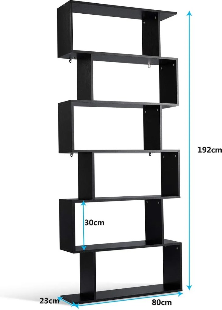 Estante de Parede 6 Prateleiras Armazenamento para CDs Livros em Casa 80x23x192 cm Preto