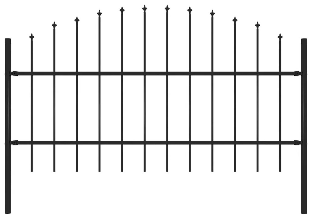 Cerca de jardim com topo em lanças (0,75-1)x1,7 m aço preto