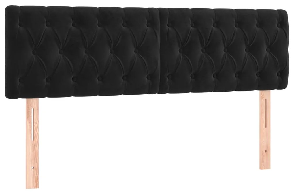 Cabeceira de cama c/ luzes LED veludo 160x7x78/88 cm preto