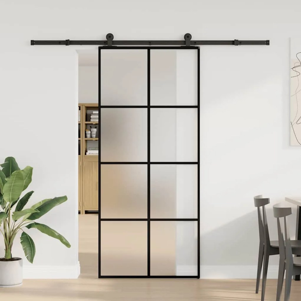Porta deslizante c/ conj. ferragens 90x205cm vidro ESG/alumínio