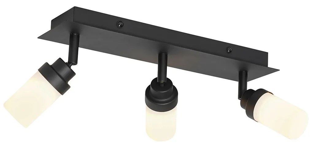 Foco de teto moderno para casa de banho preto 3 luzes IP44 - Japie Moderno