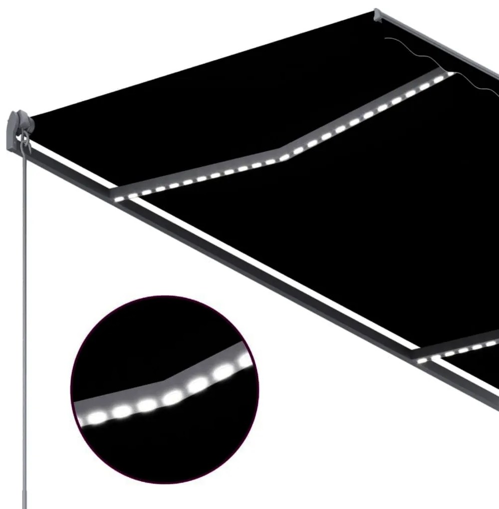 Toldo automático com LED e sensor de vento 300x250 cm antracite