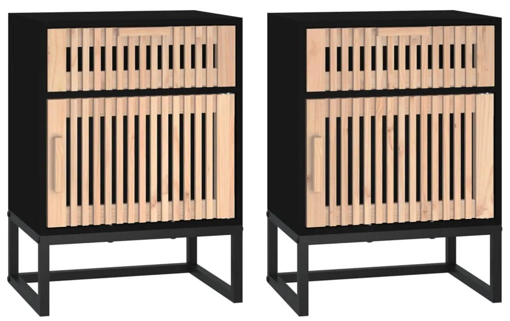 Mesas cabeceira 2 pcs 40x30x55,5 cm deriv. madeira/ferro preto