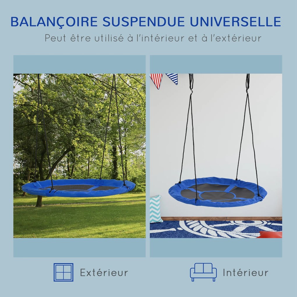 Baloiço redondo Ø 110 cm 4 argolas incluídas Metal com revestimento epóxi Oxford Alta densidade Azul