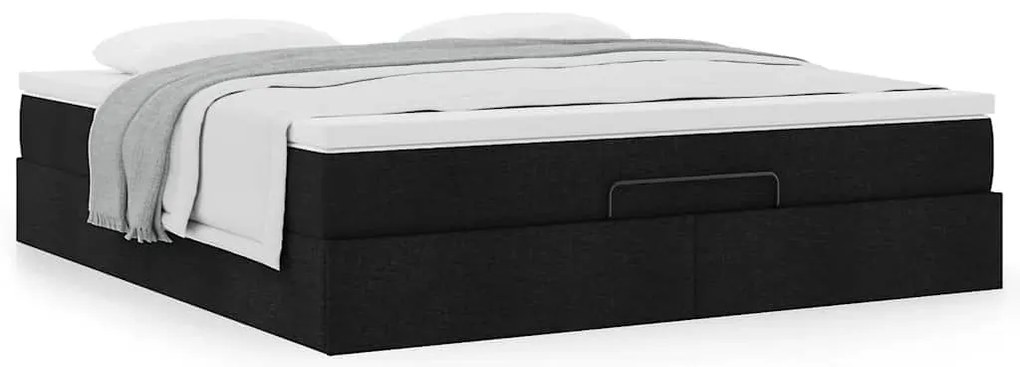 Estrutura de cama otomana com colchão 160x200 cm tecido preto